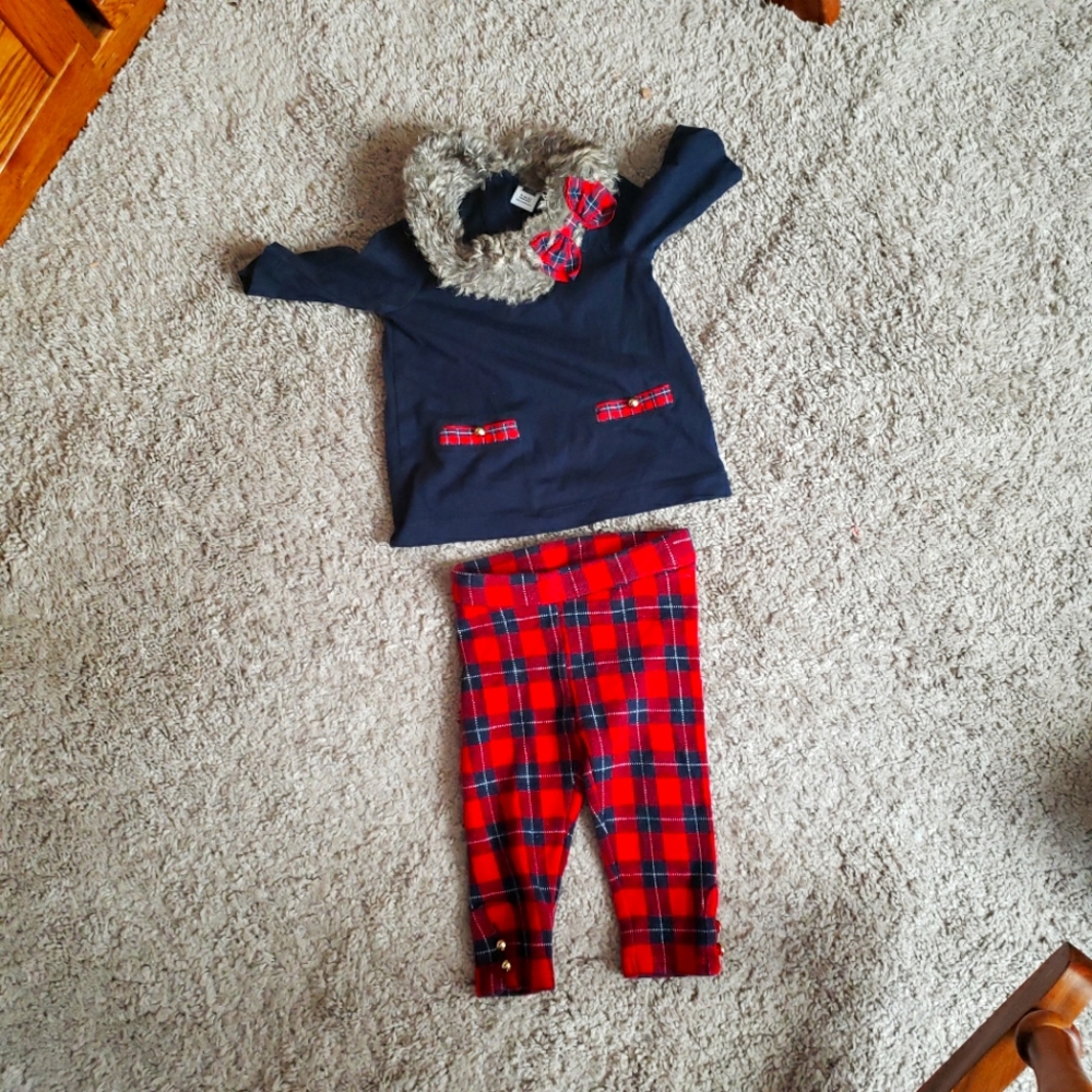 Janie and Jack plaid match set. 6-12 months